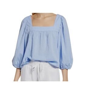 Caslon small square neck popover puff balloon sleeve 3/4 sleeve blouse TB 3084